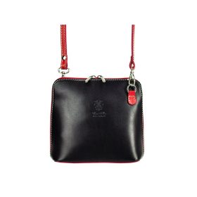  Barberinis 1702 fekete-piros női bőr válltáska, oldaltáska 17 x 16 x 8.5 cm