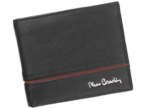 Pierre Cardin SAHARA TILAK15 8824 fekete-piros férfi bőr pénztárca 11 x 9.5 x 2 cm