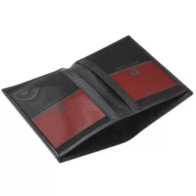   Pierre Cardin férfi álló fekete bőr pénztárca 9 × 13 cm