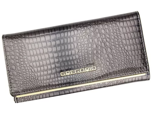 Gregorio SLL-114 szürke női marhabőr pénztárca 17.5 x 9.5 x 3.3 cm