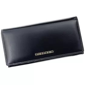   Gregorio nagyméretű, sötétkék színű női bőr pénztárca 18,5 × 9,5 cm
