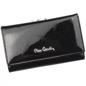   Pierre Cardin 02 LEAF 108, fekete női bőr pénztárca 14,5 x 8,5 cm