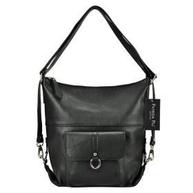   Patrizia 19-001 fekete női bőr kézitáska, válltáska, hátitáska 33 x 34 x 16 cm