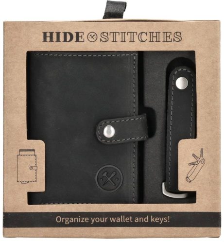 Hide and Stitches fekete  pop-up bankkártyatartó, ajándék szett 10 x 7 cm