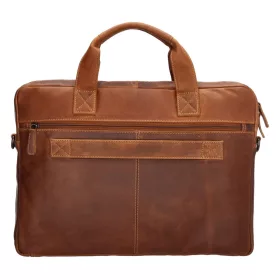  Hide & stitches férfi bőr konyak laptop táska, válltáska 34,5 × 19,4 cm