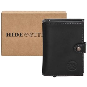 Hide and Stitches fekete pop-up bankkártyatartó 10 x 7 cm