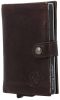 Hide and Stitches sötétbarna bőr pop-up mini pénztárca, kártyatartó 10 × 7 cm