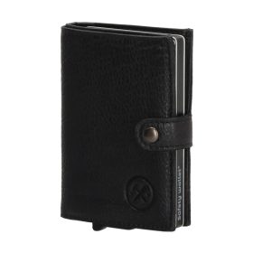 Hide and Stitches fekete pop-up bankkártyatartó 10 × 7 cm