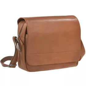 Greenburry klasszikus konyakbarna női kecskebőr oldaltáska, crossbody 33 x 26 cm