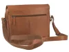 Greenburry klasszikus konyakbarna női kecskebőr oldaltáska, crossbody 33 x 26 cm