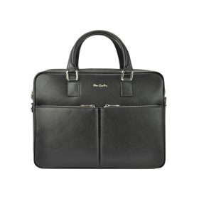   Pierre Cardin FRZ 1639 FRENZY fekete uniszex bőr aktatáska, laptoptáska 15,6" 40 x 30 x 10 cm
