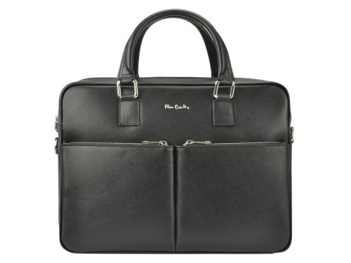 Pierre Cardin FRZ 1639 FRENZY fekete uniszex bőr aktatáska, laptoptáska 15,6" 40 x 30 x 10 cm