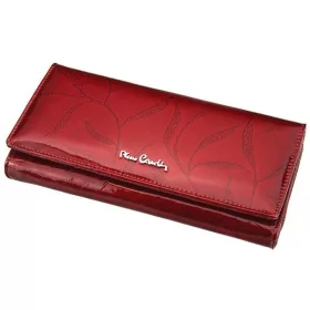   Pierre Cardin női bőr pénztárca, szürke, levélmintás, 19 × 10 cm