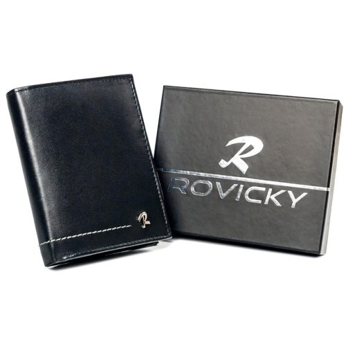 Rovicky N4-CMC fekete férfi bőr pénztárca 9.5 x 12.5 x 2.5 cm