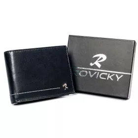   Rovicky N992-CMC fekete férfi valódi bőr pénztárca 12.5 x 9.5 x 3 cm