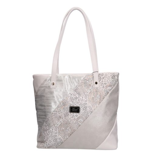 Karen 2461 ekrü-virágmintás női válltáska 40 x 32 x 12 cm