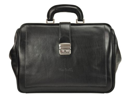 Pierre Cardin 1054 RM02 fekete bőr orvosi táska, utzótáska 40 x 26 x 18 cm