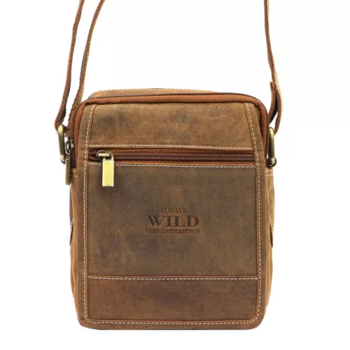 Wild 251-MH konyak férfi bőr oldaltáska, válltáska 16 x 21 x 7 cm