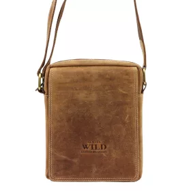   Wild 250586-MH konyak férfi bőr oldaltáska, válltáska 18 x 21 x 5.5 cm