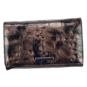   Gregorio női, croco mintás, barna lakkbőr pénztárca 15,3 × 9,8 cm