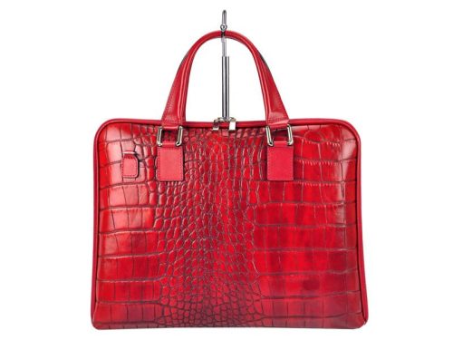 Camilla 777 CROCO piros női marhabőr aktatáska 40 x 31 x 6 cm