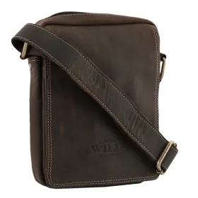   Wild 250586-MH barna férfi bőr oldaltáska, válltáska 18 x 21 x 5.5 cm