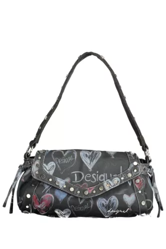 Desigual fekete farmer, mintás válltáska 27 x 18 x 7 cm