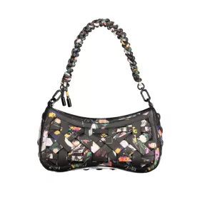   Desigual fekete női, virágmintás válltáska 25 x 14 x 9 cm