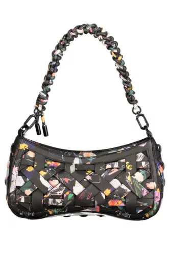 Desigual  fekete női, virágmintás válltáska 25 x 14 x 9 cm