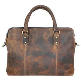   Giorgio Carelli: antikolt, koptatott hatású, pull-up bőr válltáska, laptop táska 41 cm