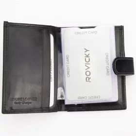   Rovicky TW-04-RVT RFID fekete férfi bőr irattartó 7.5 x 10 x 2 cm