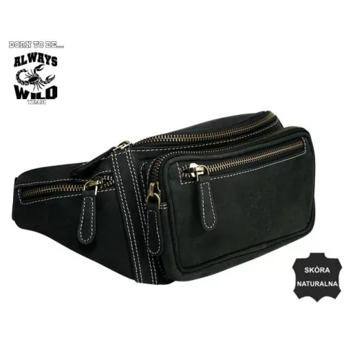 Wild 2506-MH fekete férfi bőr övtáska 40 x 15 x 9 cm