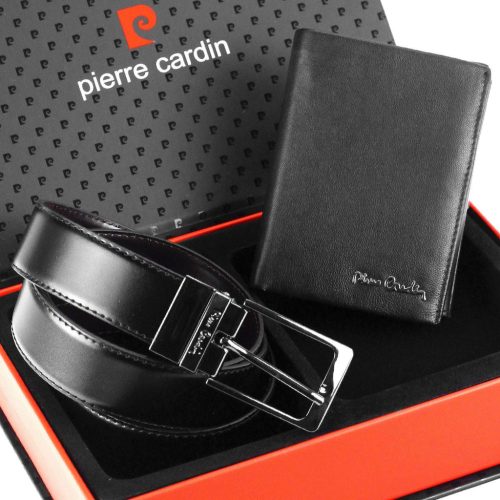 Pierre Cardin ZA-10 fekete marhabőr ajándék szett