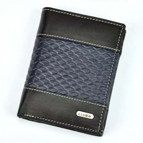 Loren N4-DDG fekete-sötétkék férfi bőr pénztárca 10 x 13.3 x 2.5 cm