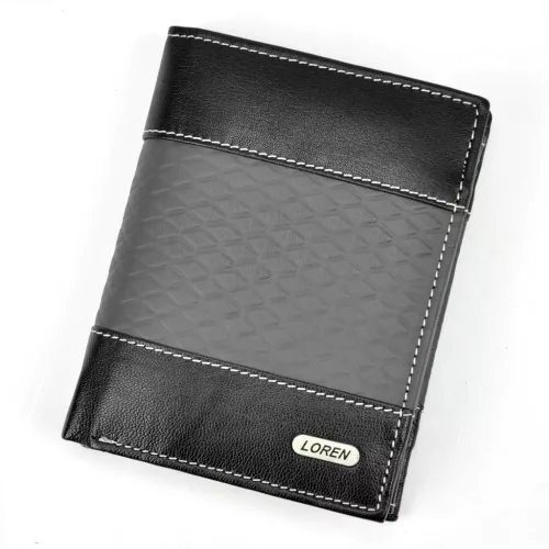 Loren N4-DDG fekete-szürke férfi bőr pénztárca 10 x 13.3 x 2.5 cm