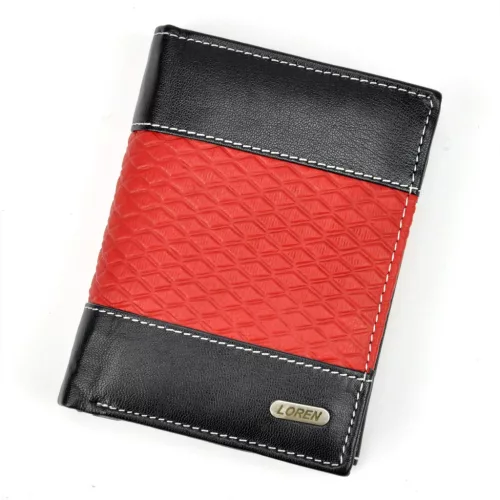 Loren N4-DDG fekete-piros férfi bőr pénztárca 10 x 13.3 x 2.5 cm