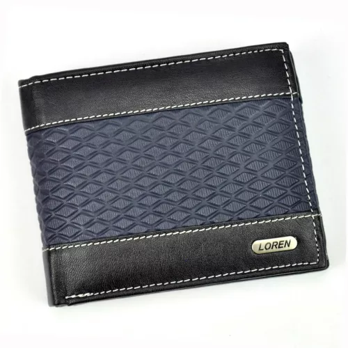 Loren N992-DDG fekete-sötétkék férfi bőr pénztárca 12.8 x 10.5 x 2.5 cm 