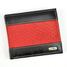   Loren N992-DDG fekete-piros férfi bőr pénztárca 12.8 x 10.5 x 2.5 cm 