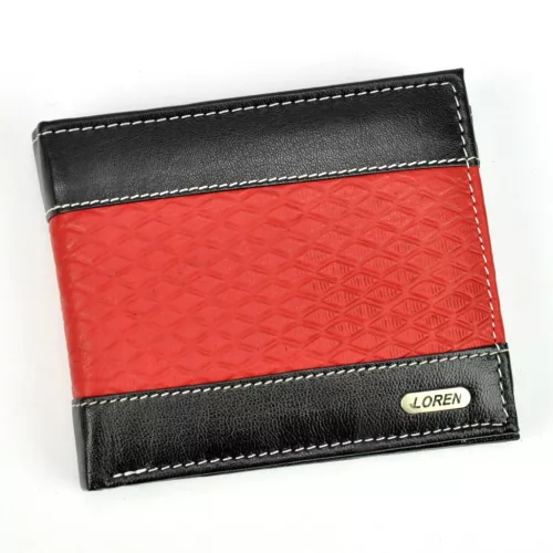Loren N992-DDG fekete-piros férfi bőr pénztárca 12.8 x 10.5 x 2.5 cm 