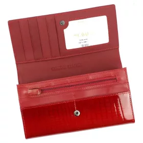   Cavaldi nagyméretű, mintás piros női bőr pénztárca 18,5×10 cm