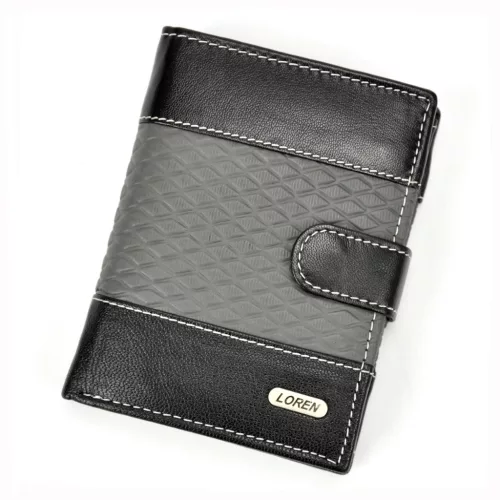 Loren N4L-DDG fekete-szürke férfi bőr pénztárca 10.5 x 13.3 x 2.5 cm 