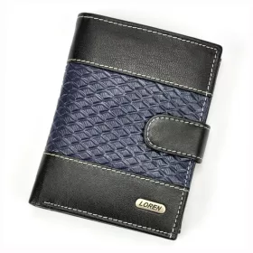   Loren N4L-DDG fekete-sötétkék férfi bőr pénztárca 10.5 x 13.3 x 2.5 cm 