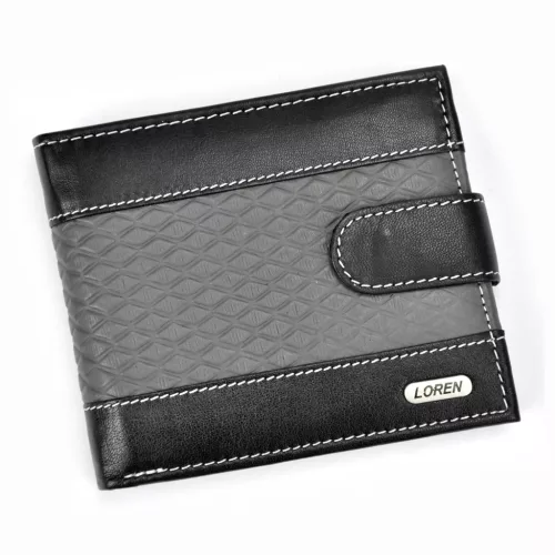 Loren N992L-DDG fekete-szürke férfi bőr pénztárca 13 x 10.8 x 2.2 cm