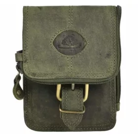   Greenburry vadászzöld bőr cipzáras övtáska 13,5 x 10,5 cm