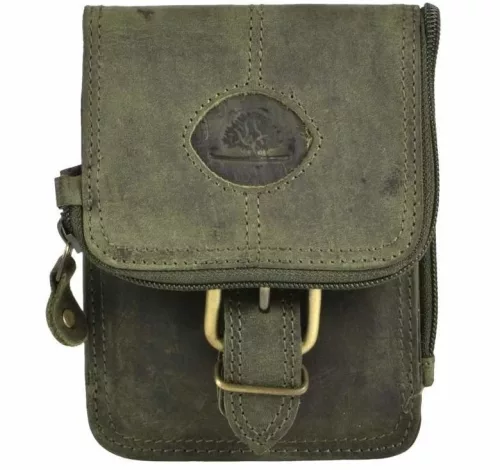 Greenburry vadászzöld bőr cipzáras övtáska 13,5 x 10,5 cm
