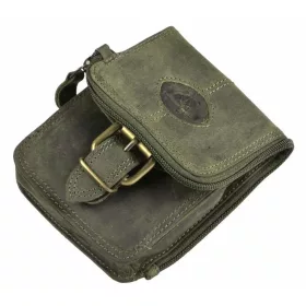   Greenburry vadászzöld bőr cipzáras övtáska 13,5 x 10,5 cm