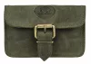 Greenburry vadász zöld fekvő bőr övtáska 14,5 x 9,5 cm