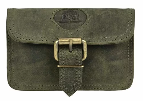 Greenburry vadász zöld fekvő bőr övtáska 14,5 x 9,5 cm