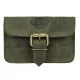 Greenburry vadász zöld fekvő bőr övtáska 14,5 x 9,5 cm