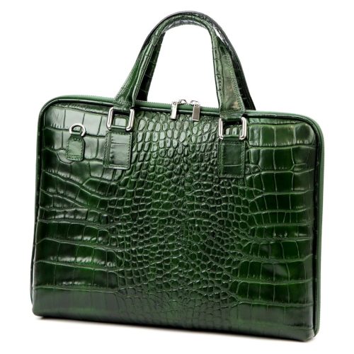 Camilla 777 CROCO zöld női marhabőr aktatáska 40 x 31 x 6 cm